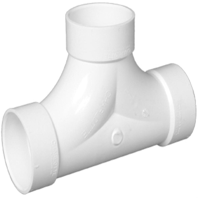 Plastic Pipe Fitting, DWV  2-Way Cleanout Tee, PVC, 4-In.