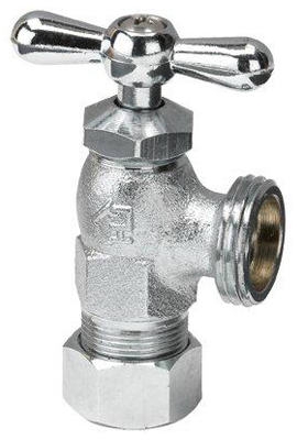 Compression Washing Machine Valve, Chrome Plated Brass, .5 x .75-In.