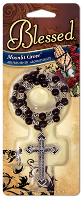 Blessed Car Air Freshener, Metal Cross With Moonlit Grove Scent