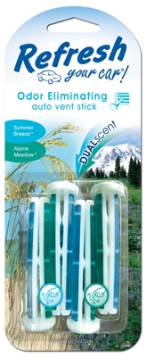 Car Air Freshener, Vent Stick, Summer Breeze & Alpine Meadow Scents, 4-Pk.