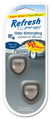 Car Air Freshener Mini Oil Diffuser, New Car Scent, 2-Pk.