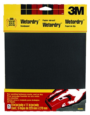 5-Pack 9 x 11-Inch 400-Grit Waterproof Silicone Carbide Sandpaper