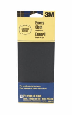 3-Pack Assorted Emery Cloth Sandpaper