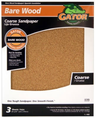 Sandpaper, Garnet Coarse 60-Grit, 9 x 11-In., 3-Pk.