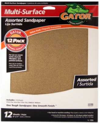Sandpaper, Assorted Grit, 9 x 11-In., 12-Pk.