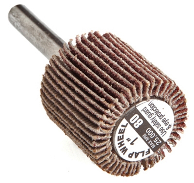 Mounted Flap Wheel, 1 x 1-In., 80-Grit