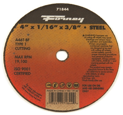 Cutting Wheel, Type 1, 4 x 1/16-In.