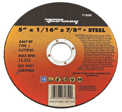 Cutting Wheel, Type 1, 5 x 1/16-In.