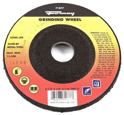 Grinding Wheel, Type 27, 4.5 x .25-In.