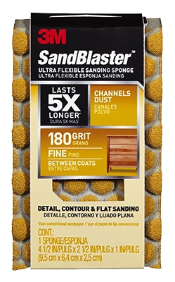 Sandblaster Sanding Sponge, Flexible, 180-Grit