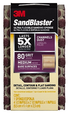 Sandblaster Sanding Sponge, 80 Grit Medium, 4.5 x 2.5 x 1-In.