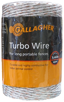Electric Fence Turbo Wire, Ultra White, 1/16-In. x 656-Ft.