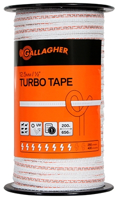 Electric Fence Turbo Tape, White, 1/2-In. x 656-Ft.