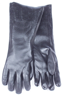 Chemical Glove, Black PVC, Large, 18-In.