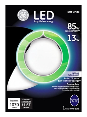 LED Flood Light Bulb, Indoor, Soft White, 1,070 Lumens, 13-Watt