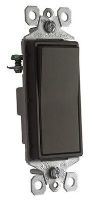 Decorator Single-Pole Rocker Switch, Grounded, Dark Bronze, 15-Amp, 120-Volt