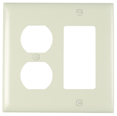 Wall Plate, 2-Gang, Decorator & Duplex, Light Almond Nylon
