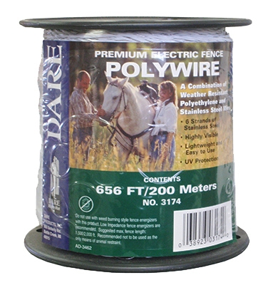 Electric Fence Wire, White, 656-Ft.
