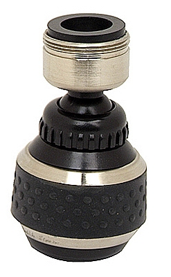 Spray Faucet Aerator, Dual Thread, Double Swivel, Brushed Nickel & Black Finish
