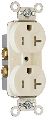 Duplex Receptacle, Tamper-Resistant, Light Almond, 20-Amp, 125-Volt