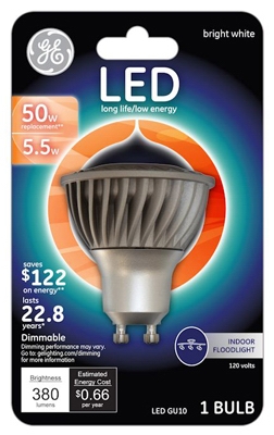 LED Flood Light Bulb, Indoor, Bright White, White Bulb, 385 Lumens, 5.5-Watts