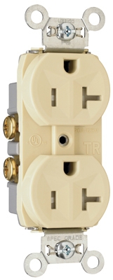 Duplex Receptacle, Tamper-Resistant, Ivory, 20-Amp, 125-Volt