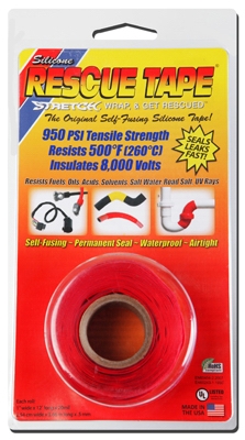Rescue Silicone Tape, Self-Fusing, Red, 1-In. x 12-Ft.
