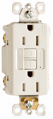 GFCI Receptacle/Night Light, 15A, Almond