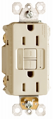 GFCI Receptacle/Night Light, 15A, Ivory
