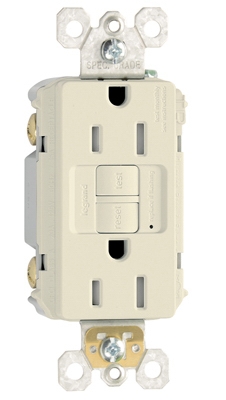 GFCI Receptacle, 15A, Almond