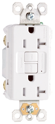 GFCI Receptacle, Duplex, 20A, White