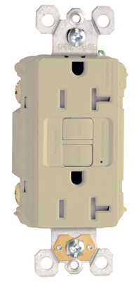 GFCI Receptacle, Duplex, 20A, Almond