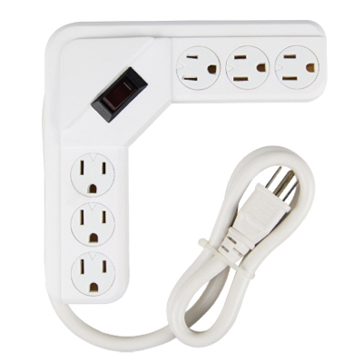 Power Strip, 6-Outlet, White