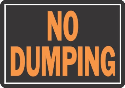 Sign,  inchNo Dumping inch, Hy-Glo Aluminum, 10 x 14-In.