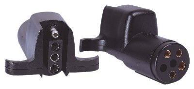 Trailer Connector Electrical Circuit Adapter, 6-Round to 4-Flat