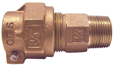 Water Service Coupling, Lead-Free, CTS PAK x MIP, 3/4-In.