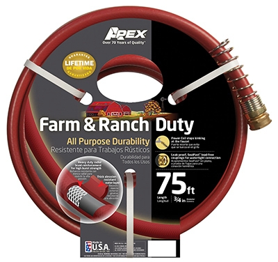 Garden Hose, Farm & Ranch Duty, 450 PSI, Dark Red, 3/4-In. x 75-Ft.