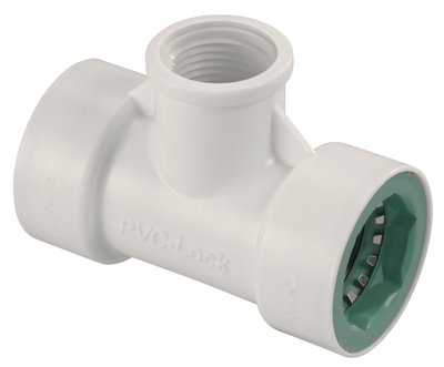 Underground Sprinkler Tee, 3/4 PVC Lock x 3/4 PVC Lock x 1/2-In. FPT