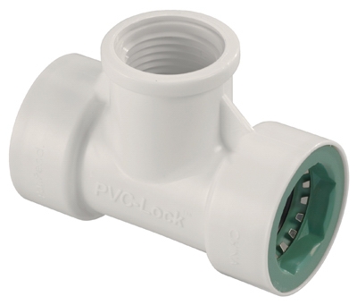 Underground Sprinkler Tee, 1/2 PVC Lock x 1/2 PVC Lock, x 1/2-In. FPT