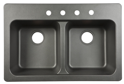 Double-Bowl Kitchen Sink, Black, 33 x 22 x 9-In.