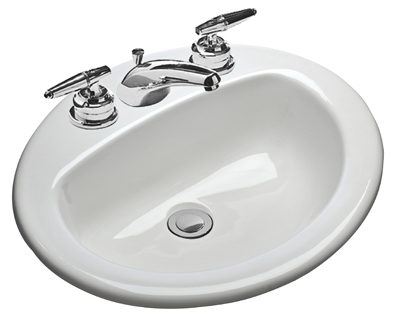 Self-Rimming Lavatory, White Oval, 20-3/16 x 17 3/8-In.