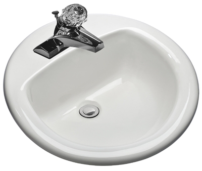 Self-Rimming Lavatory, Round, Bone, 19-In.