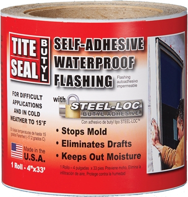 Flashing, Self-Adhesive, Waterproof, White Butyl, 4-In. x 33-Ft.