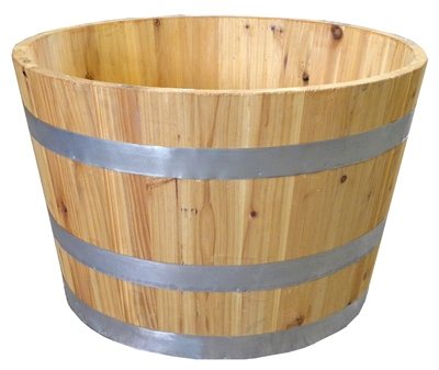 Garden Planter, Half Wine Barrel, Wood