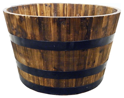 Garden Planter, Half Whiskey Barrel, Wood