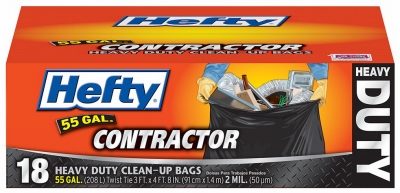 Contractor Trash Bags, Heavy Duty, Gray, 55-Gal., 18-Ct.