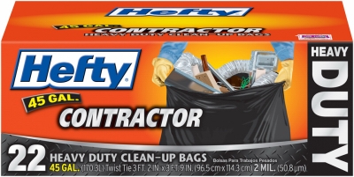 Contractor Trash Bags, Heavy Duty, Gray, 45-Gal., 22-Ct.
