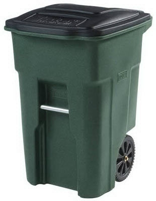 Trash Cart, Greenstone, Wheeled, 48-Gal.