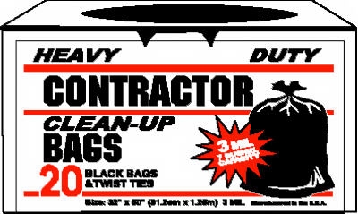 Heavy Duty Contractor Garbage/Refuse Bag, 20-Ct.