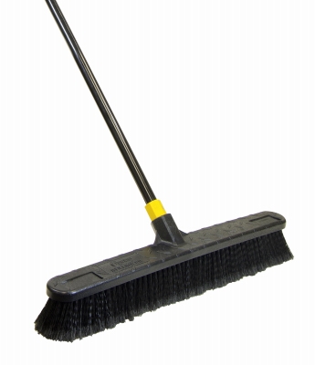 Bulldozer Push Broom, Soft Sweep, Polypropylene Fibers, Black Handle, 24-In.